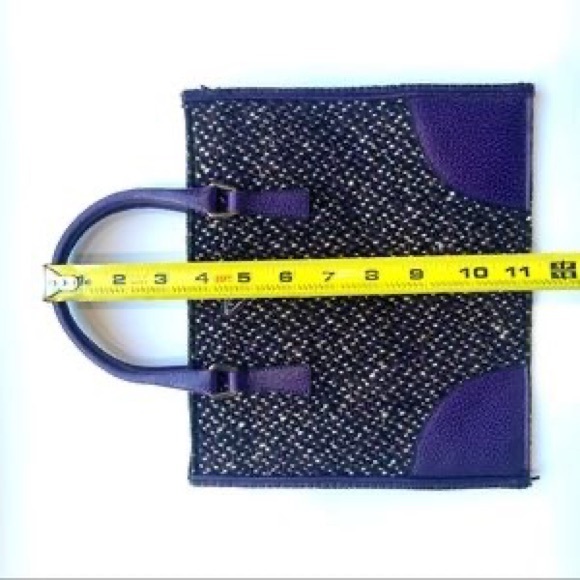 Prada Gray Tweed Tote Bag Grey Purple: VINTAGE - Picture 10 of 11